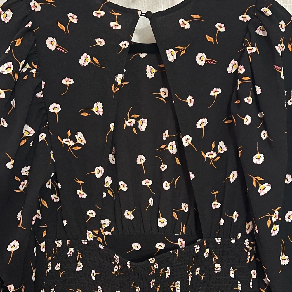 AFRM Zane Noir Spring Floral Open Back Midi Dress Size XS - Picture 8 of 15
